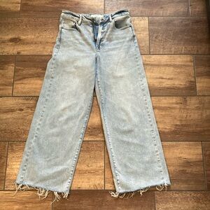 Women's Light Blue Frayed Hem Jeans